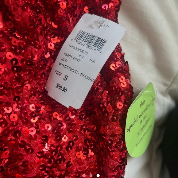 Red Sequin Open Back Dress - Picture 3 of 3
